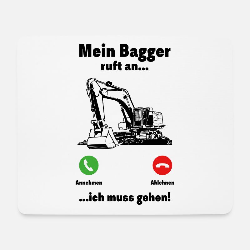 Mein Bagger ruft Spruch Baustelle Geschenk - Mousepad (Querformat) - Weiß
