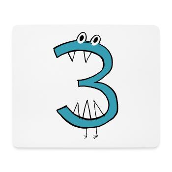 cool number for the 3rd birthday for all monster fans - Mouse Pad (horizontal) - white - Front