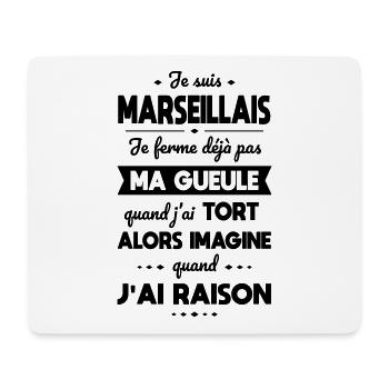 Je suis Marseillais - Je ferme pas ma gueule - Tapis de souris (format paysage) - blanc - Devant