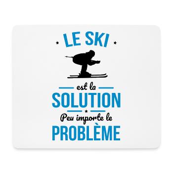 Le ski est la solution peu importe le problème - Tapis de souris (format paysage) - blanc - Devant