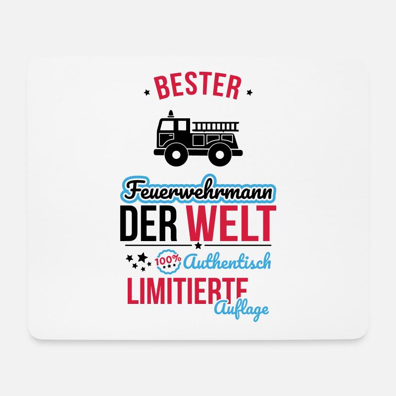 Bester Feuerwehrmann der Welt - 100% Authentisch - Mousepad (Querformat) - Weiß