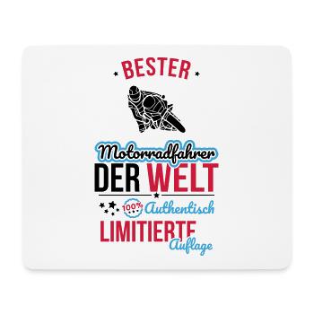 Best Motorcyclist in the World - 100% Authentic - Mouse Pad (horizontal) - white - Front