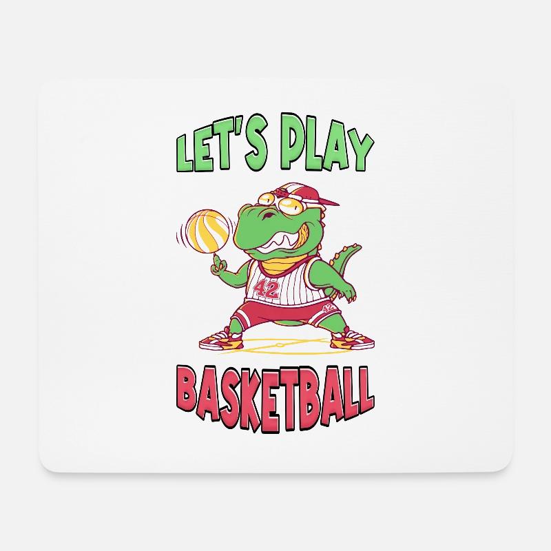 Basketball Dino T-Rex Spieler Sport Comic Cartoon - Mousepad (Querformat) - Weiß