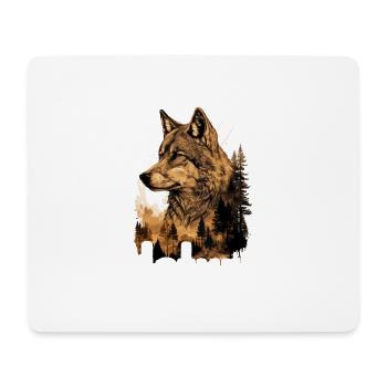 Wolf Wild Nature Wolfskopf Wildnis Wald Bäume - Mousepad (Querformat) - Weiß - Vorne