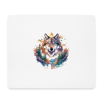 Wolf Wild Nature Wolfskopf Wildnis Wald Bäume - Mousepad (Querformat) - Weiß - Vorne