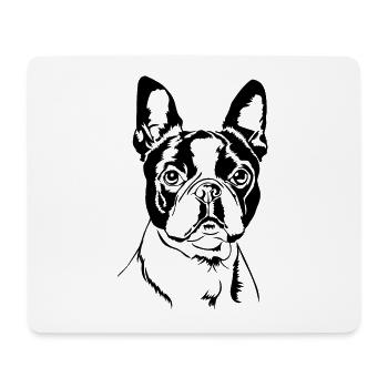 BOSTON TERRIER Portrait Chiens Wilsigns - Tapis de souris (format paysage) - blanc - Devant