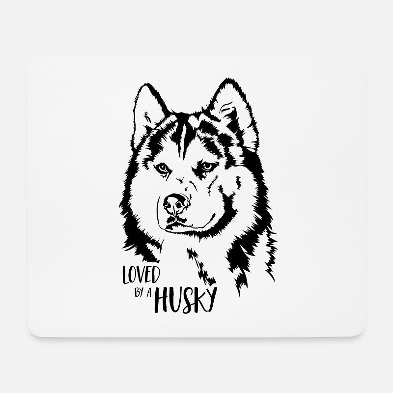 Loved by a Husky Hundespruch Hunde Wilsigns - Mousepad (Querformat) - Weiß