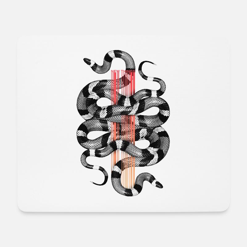 Schlange im Paradies / Black Snake Design Shirt - Mousepad (Querformat) - Weiß