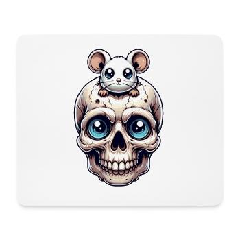 Skull mit süßer kleiner Maus auf der Stirn - Mousepad (Querformat) - Weiß - Vorne