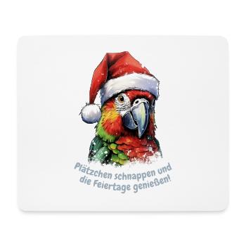 Papagei mit Weihnachtsmütze - Weihnachten - Mousepad (Querformat) - Weiß - Vorne