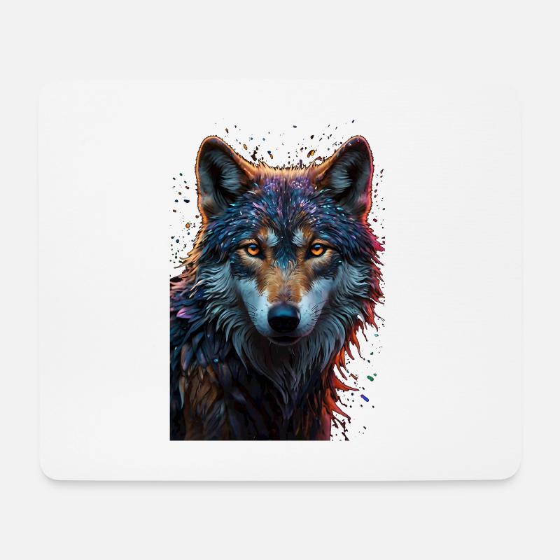 Wolf - Mousepad (Querformat) - Weiß