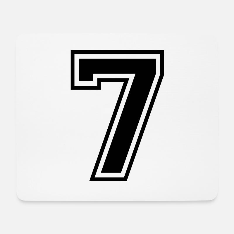 7 Nummer Sieben Ziffer Zahl Rückennummer Geschenk - Mousepad (Querformat) - Weiß