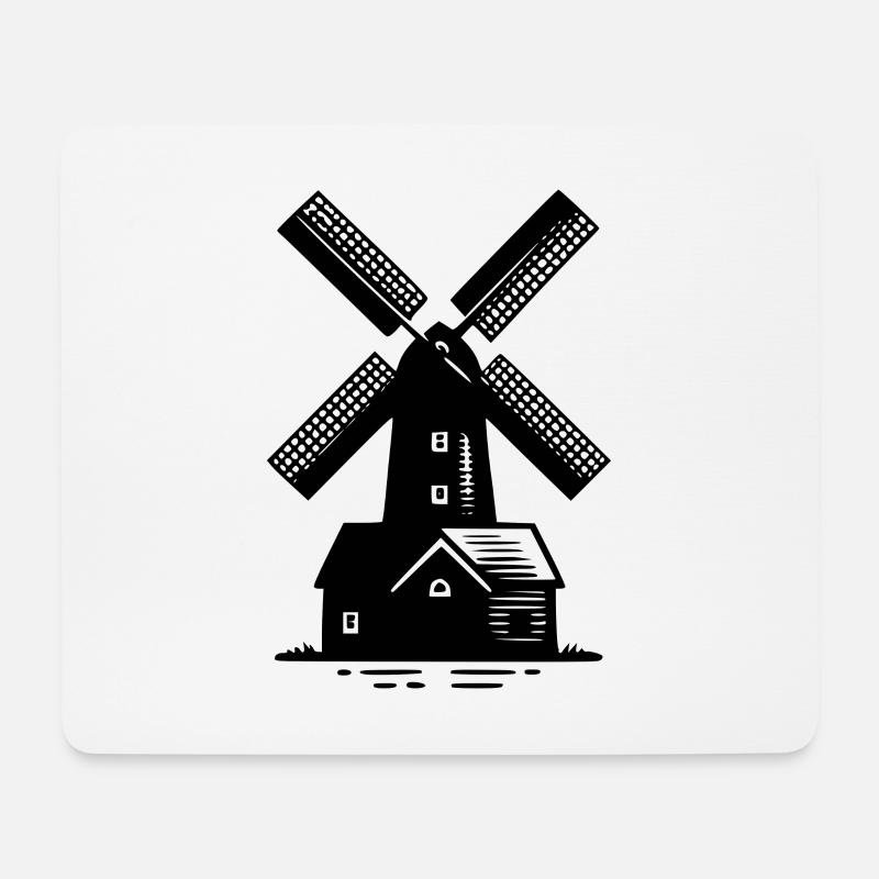Klassische Windmühle für Getreide und Mehl - Mousepad (Querformat) - Weiß