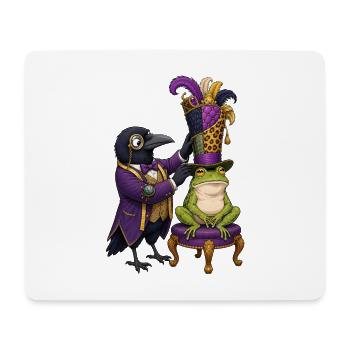 Rabe als Hutmacher mit Frosch im Zauberzylinder - Mousepad (Querformat) - Weiß - Vorne