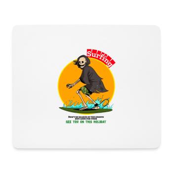 Skeleton play surfboard on holiday scary cartoon - Mousepad (Querformat) - Weiß - Vorne