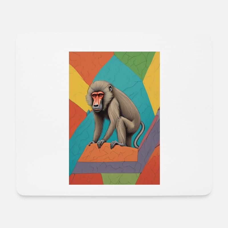 Boulder-Pavian - Mousepad (Querformat) - Weiß