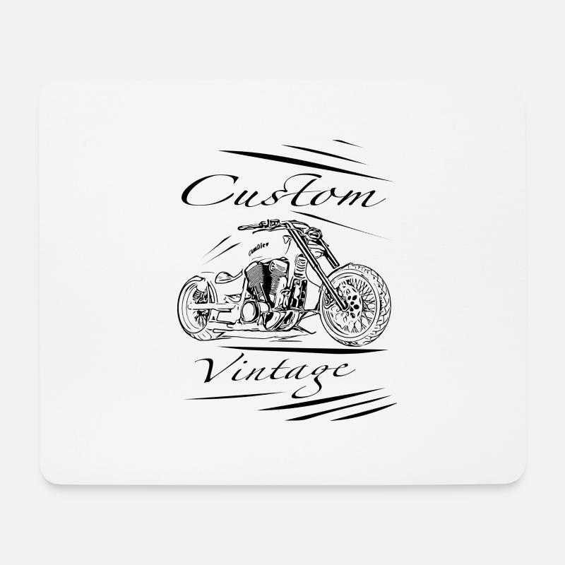 Motorrad Kollektion Custom Vintage schwarz - Mousepad (Querformat) - Weiß