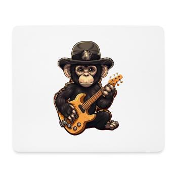 Affe Schimpanse spielt Acousitc Rock Gitarre - Mousepad (Querformat) - Weiß - Vorne