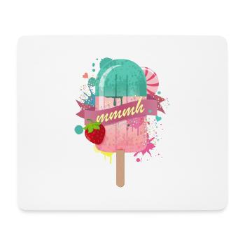 Eis am Stiel mit Erdbeere - Mousepad (Querformat) - Weiß - Vorne