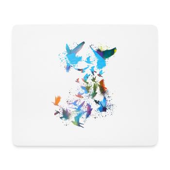 pigeons, sourds, oiseaux, troupeaux d’oiseaux, graffitis, bleu - Tapis de souris (format paysage) - blanc - Devant