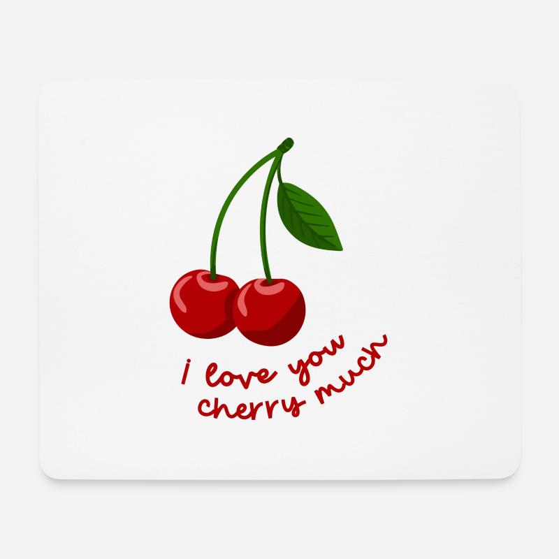 I love you cherry much - love you very much 2403-2 - Mousepad (Querformat) - Weiß