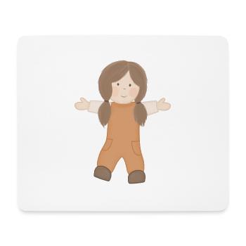 Fröhliches Mädchen Puppe in Latzhose - Mousepad (Querformat) - Weiß - Vorne