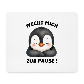 Klassentier Pinguin "Weckt mich zur Pause!" - Mousepad (Querformat) - Weiß - Vorne