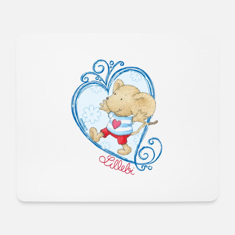 Lillebi Herz blau - Mousepad (Querformat) - Weiß