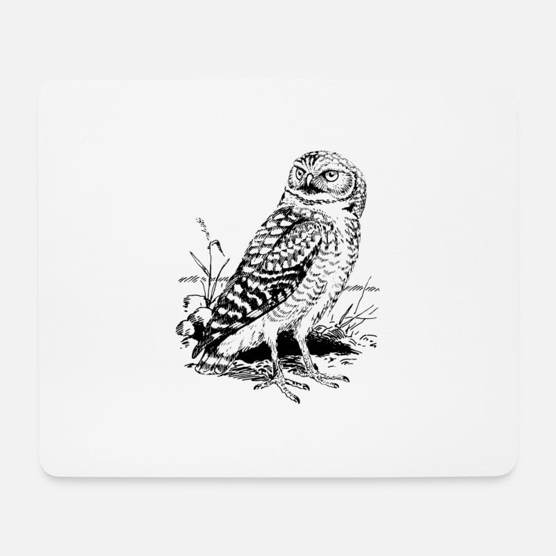 Eule / Kauz - Mousepad (Querformat) - Weiß