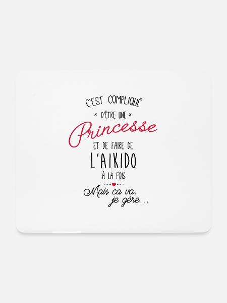 princesse et Aikido - Tapis de souris (format paysage) - blanc