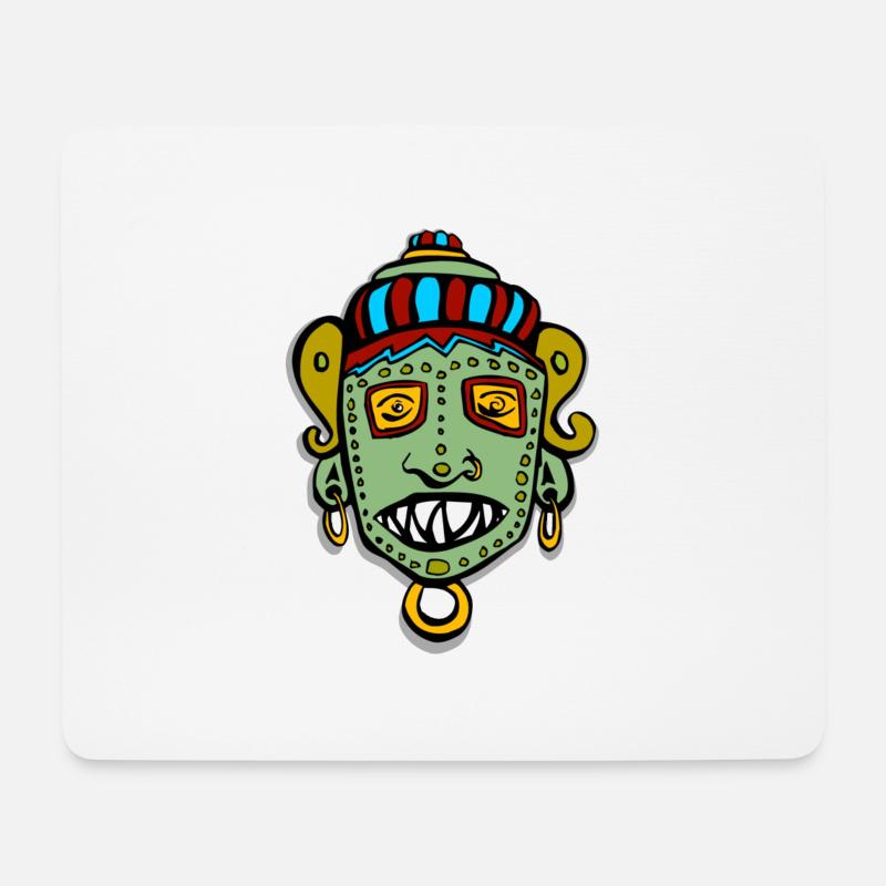 Tribal Maske kopf gesicht indianer inka maya - Mousepad (Querformat) - Weiß