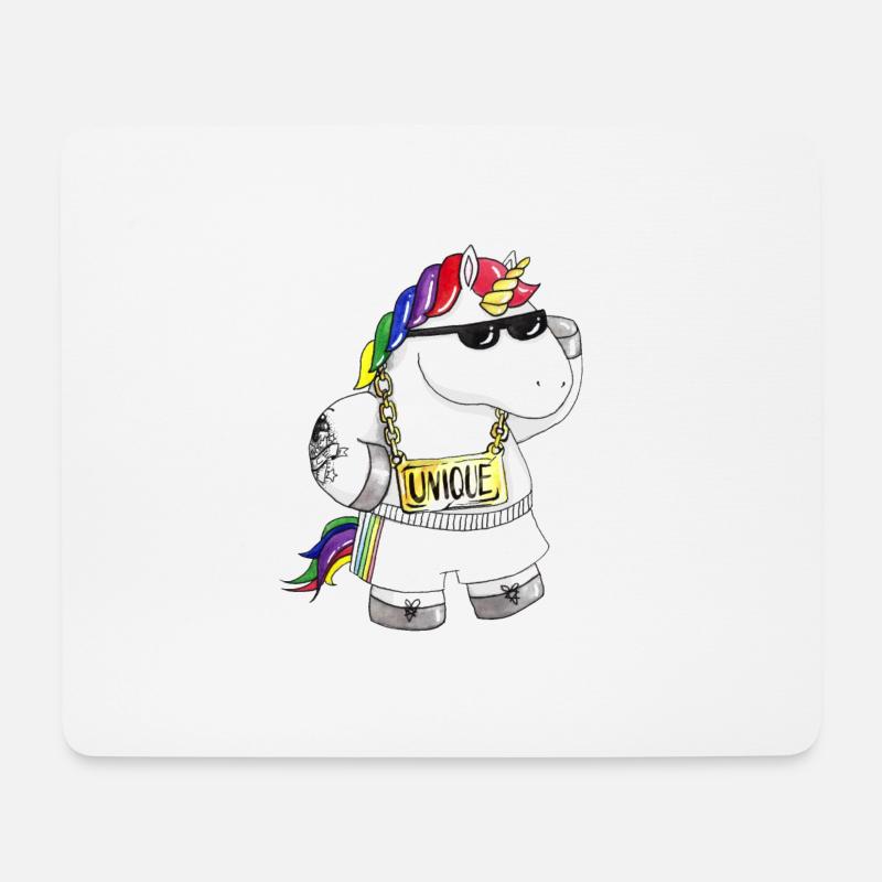 Unique Comic Einhorn - Mousepad (Querformat) - Weiß
