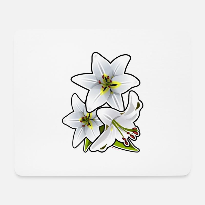Lilien - Mousepad (Querformat) - Weiß