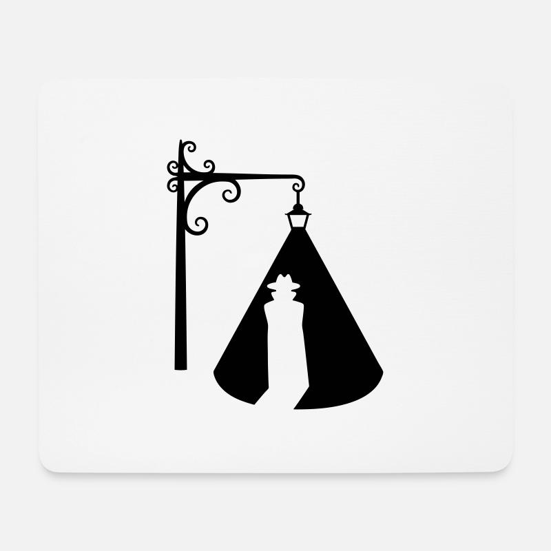 Mann unter Straßenlaterne Silhouette - Mousepad (Querformat) - Weiß