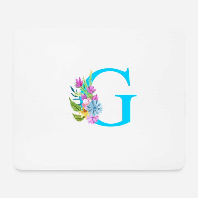 Lettre G bleu - Tapis de souris (format paysage) - blanc