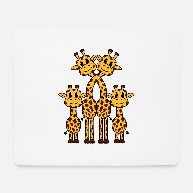 Süße Giraffen Familie 2 Kinder Mama Papa Giraffe - Mousepad (Querformat) - Weiß