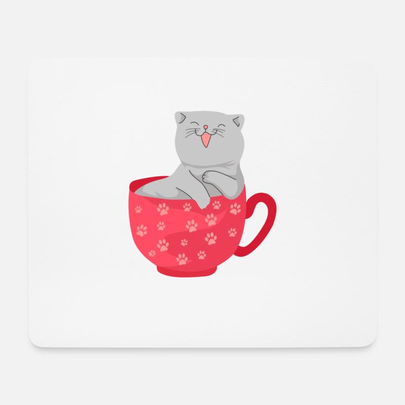 BKH Katze in einer Tasse Kaffee Katzen Geschenk - Mousepad (Querformat) - Weiß