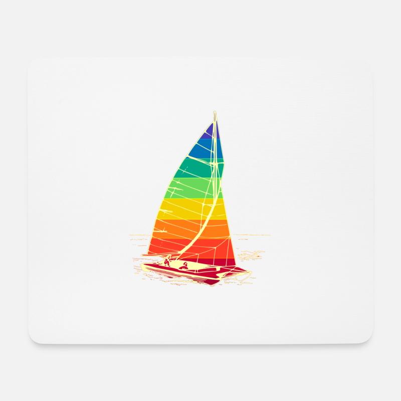 Katamaran REGENBOGEN SEGELN - Mousepad (Querformat) - Weiß