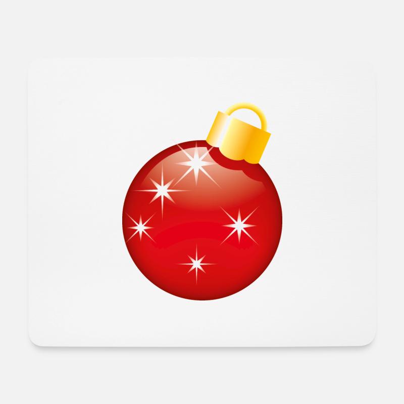 Smiley Christmas bauble - Mousepad (Querformat) - Weiß