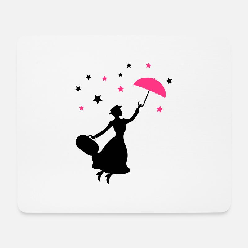 frau_regenschirm_02 - Mousepad (Querformat) - Weiß