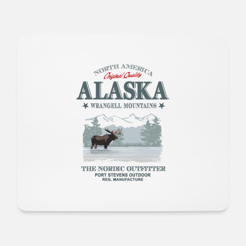 Alaska - Moose - Elch - Mousepad (Querformat) - Weiß