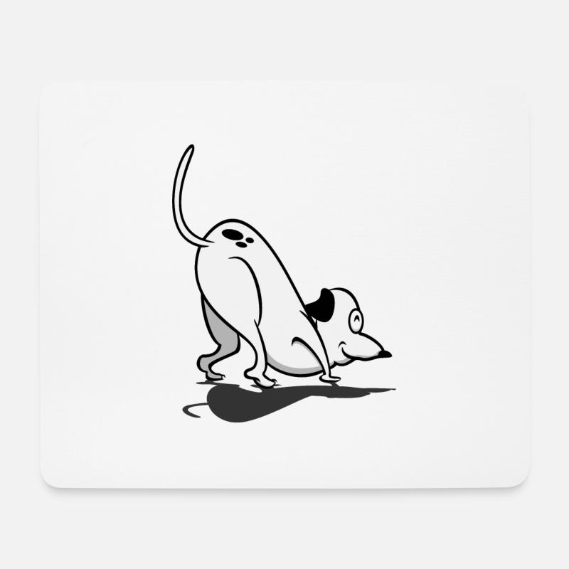 Komischer Hund / Sniffing Cartoon Dog (DDP) - Mousepad (Querformat) - Weiß