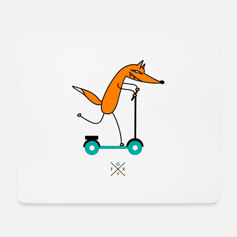 Fuchs fährt Roller - Mousepad (Querformat) - Weiß