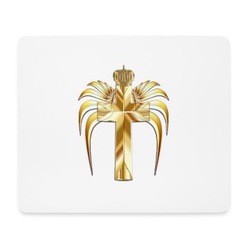 Goldenes Kreuz mit Krone und Flügeln - Erwachen - Mousepad (Querformat) - Weiß - Vorne