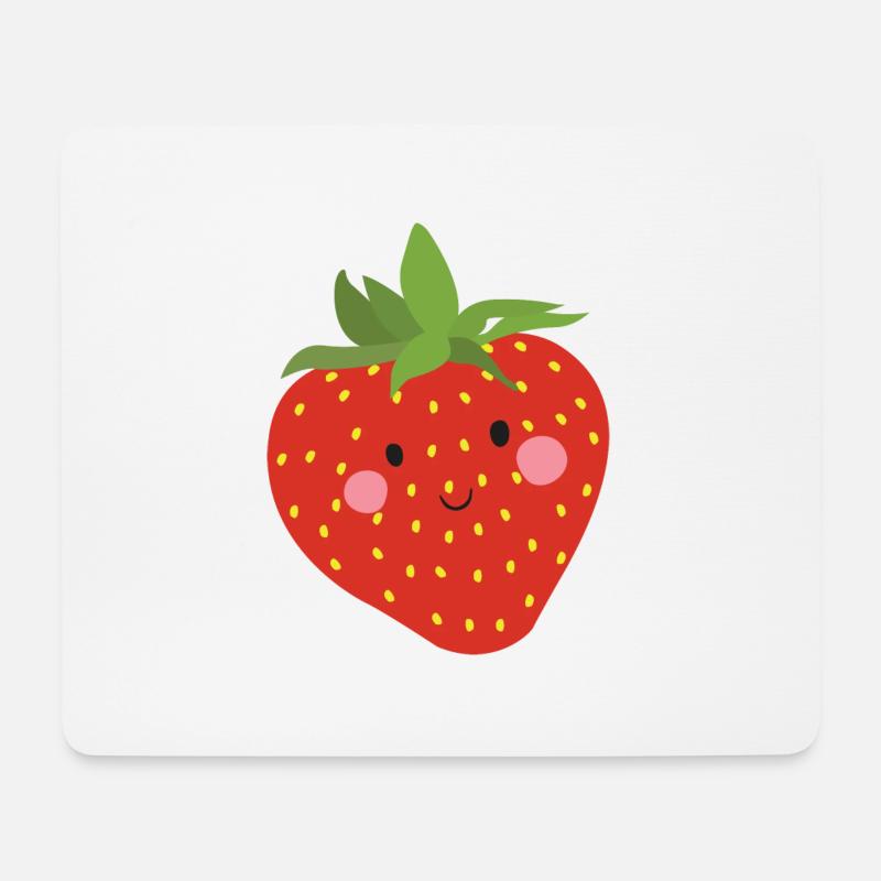 Erdbeere - Mousepad (Querformat) - Weiß