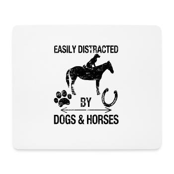 Easily Distracted By Dogs And Horses - Mouse Pad (horizontal) - white - Front