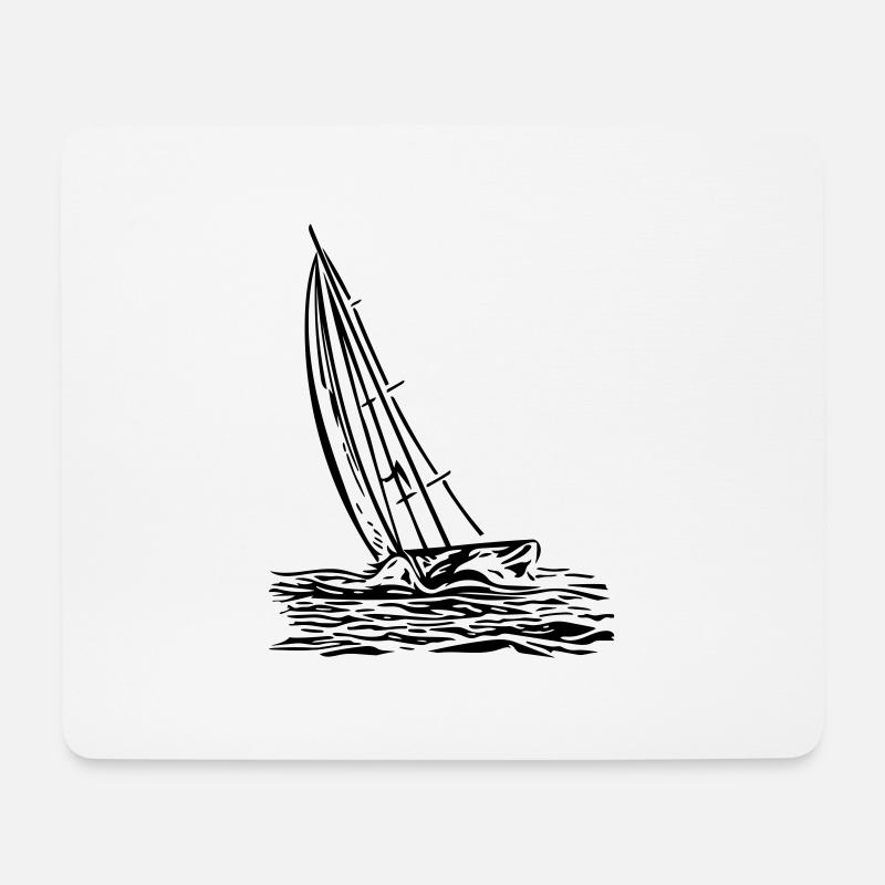Segelboot am Wind - Mousepad (Querformat) - Weiß