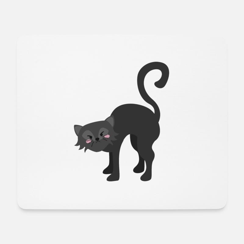 Schwarze Katze - Mousepad (Querformat) - Weiß