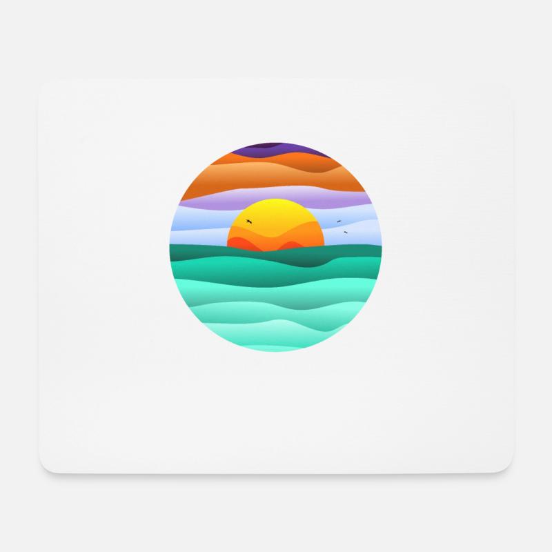 kreisförmiger Sonnenuntergang - Mousepad (Querformat) - Weiß