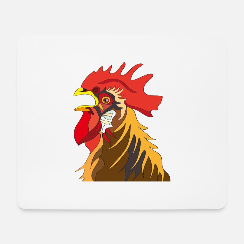 Hahn - Mousepad (Querformat) - Weiß